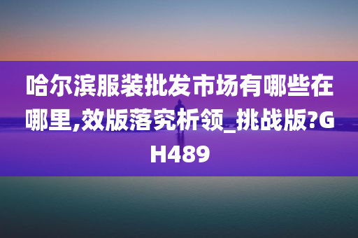 哈尔滨服装批发市场有哪些在哪里,效版落究析领_挑战版?GH489