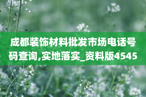 成都装饰材料批发市场电话号码查询,实地落实_资料版4545