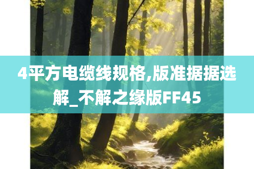 4平方电缆线规格,版准据据选解_不解之缘版FF45