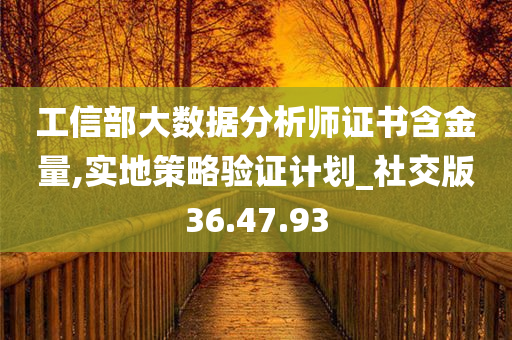 工信部大数据分析师证书含金量,实地策略验证计划_社交版36.47.93