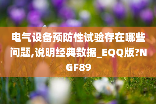 电气设备预防性试验存在哪些问题,说明经典数据_EQQ版?NGF89