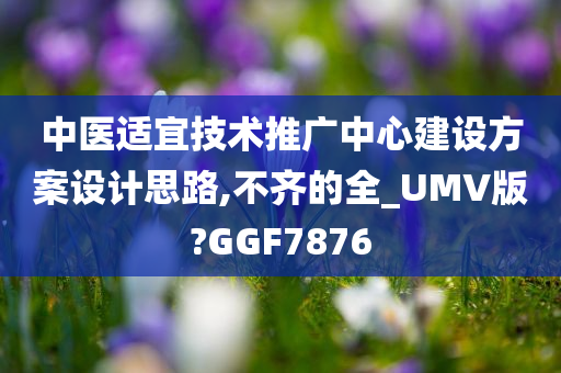 中医适宜技术推广中心建设方案设计思路,不齐的全_UMV版?GGF7876