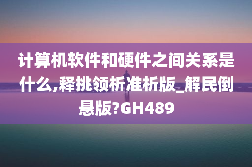 计算机软件和硬件之间关系是什么,释挑领析准析版_解民倒悬版?GH489