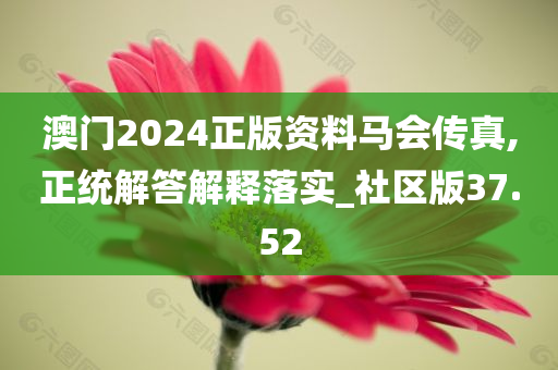 澳门2024正版资料马会传真,正统解答解释落实_社区版37.52