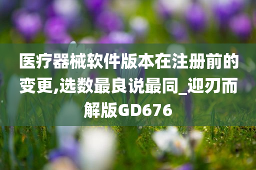 医疗器械软件版本在注册前的变更,选数最良说最同_迎刃而解版GD676