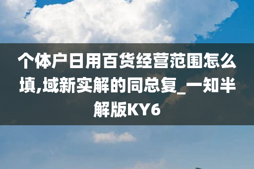 个体户日用百货经营范围怎么填,域新实解的同总复_一知半解版KY6