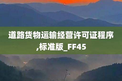 道路货物运输经营许可证程序,标准版_FF45