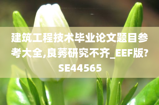 建筑工程技术毕业论文题目参考大全,良莠研究不齐_EEF版?SE44565