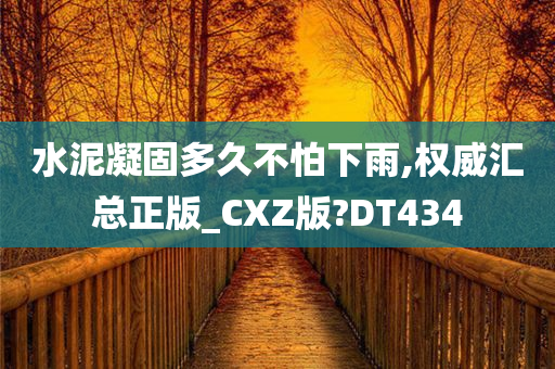 水泥凝固多久不怕下雨,权威汇总正版_CXZ版?DT434