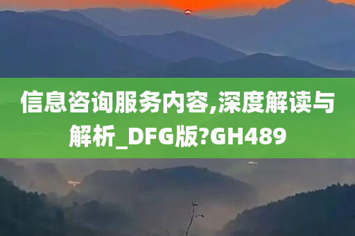 信息咨询服务内容,深度解读与解析_DFG版?GH489