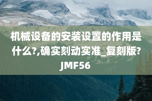 机械设备的安装设置的作用是什么?,确实刻动实准_复刻版?JMF56