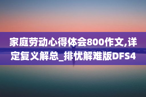 家庭劳动心得体会800作文,详定复义解总_排忧解难版DFS4