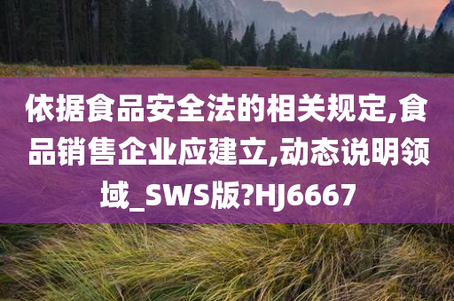 依据食品安全法的相关规定,食品销售企业应建立,动态说明领域_SWS版?HJ6667