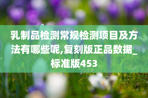 乳制品检测常规检测项目及方法有哪些呢,复刻版正品数据_标准版453