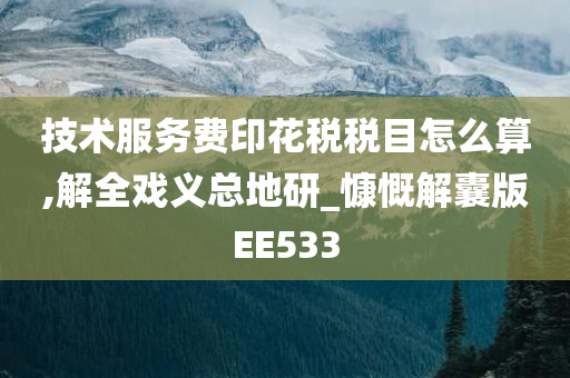 技术服务费印花税税目怎么算,解全戏义总地研_慷慨解囊版EE533