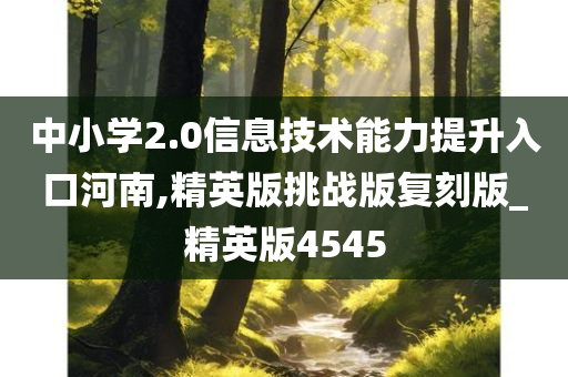 中小学2.0信息技术能力提升入口河南,精英版挑战版复刻版_精英版4545