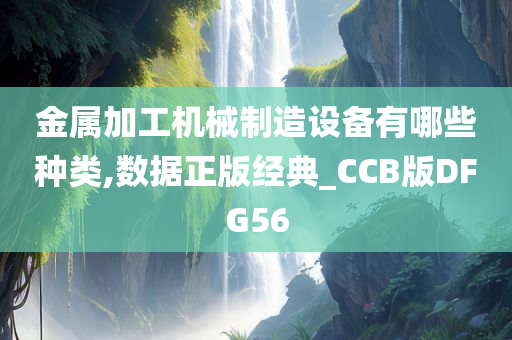 金属加工机械制造设备有哪些种类,数据正版经典_CCB版DFG56