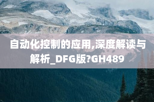 自动化控制的应用,深度解读与解析_DFG版?GH489