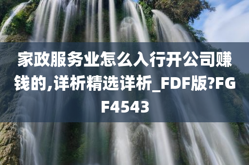 家政服务业怎么入行开公司赚钱的,详析精选详析_FDF版?FGF4543