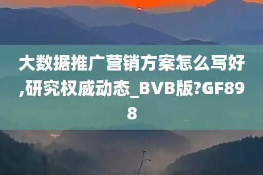 大数据推广营销方案怎么写好,研究权威动态_BVB版?GF898