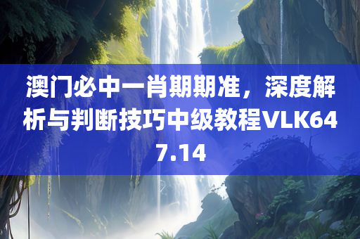 澳门必中一肖期期准，深度解析与判断技巧中级教程VLK647.14