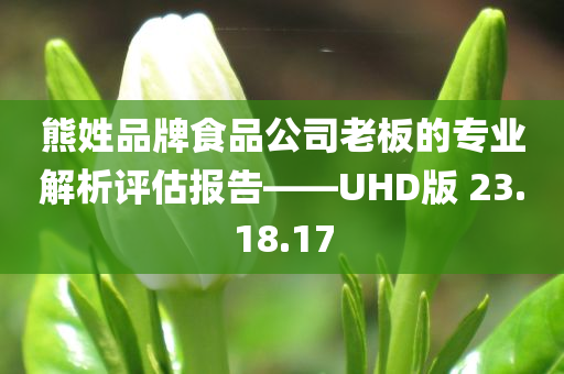 熊姓品牌食品公司老板的专业解析评估报告——UHD版 23.18.17