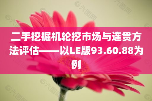 二手挖掘机轮挖市场与连贯方法评估——以LE版93.60.88为例