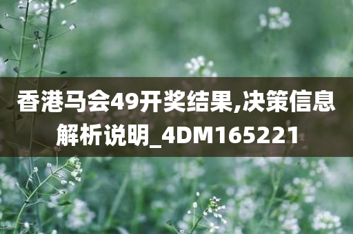 香港马会49开奖结果,决策信息解析说明_4DM165221