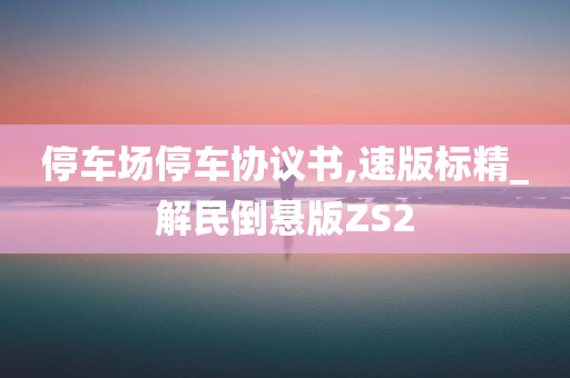 停车场停车协议书,速版标精_解民倒悬版ZS2