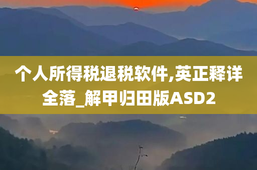 个人所得税退税软件,英正释详全落_解甲归田版ASD2