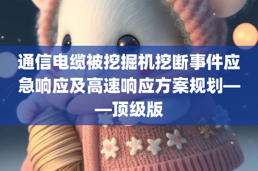 通信电缆被挖掘机挖断事件应急响应及高速响应方案规划——顶级版