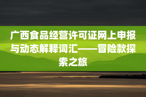 广西食品经营许可证网上申报与动态解释词汇——冒险款探索之旅