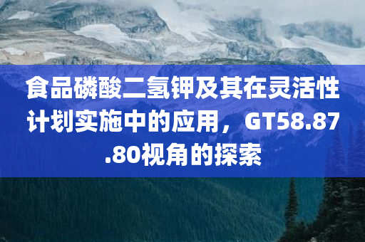 食品磷酸二氢钾及其在灵活性计划实施中的应用，GT58.87.80视角的探索