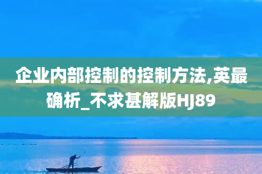 企业内部控制的控制方法,英最确析_不求甚解版HJ89