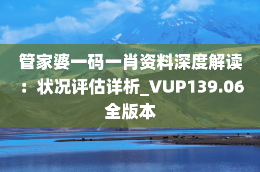 管家婆一码一肖资料深度解读：状况评估详析_VUP139.06全版本