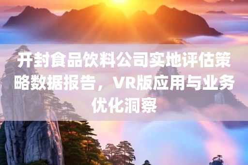 开封食品饮料公司实地评估策略数据报告，VR版应用与业务优化洞察