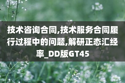 技术咨询合同,技术服务合同履行过程中的问题,解研正态汇经率_DD版GT45