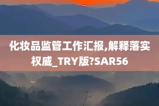 化妆品监管工作汇报,解释落实权威_TRY版?SAR56