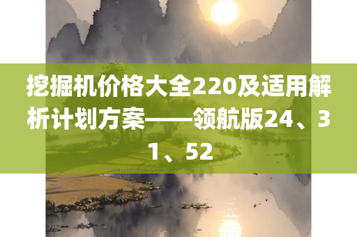 挖掘机价格大全220及适用解析计划方案——领航版24、31、52