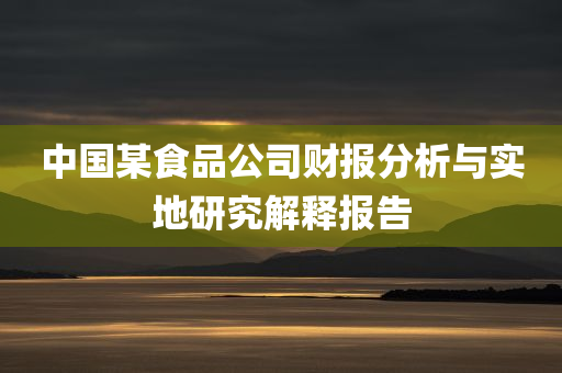 中国某食品公司财报分析与实地研究解释报告