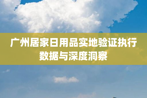 广州居家日用品实地验证执行数据与深度洞察