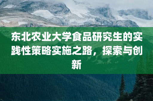 东北农业大学食品研究生的实践性策略实施之路，探索与创新