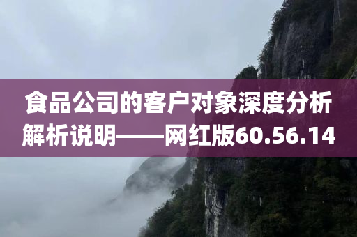 食品公司的客户对象深度分析解析说明——网红版60.56.14